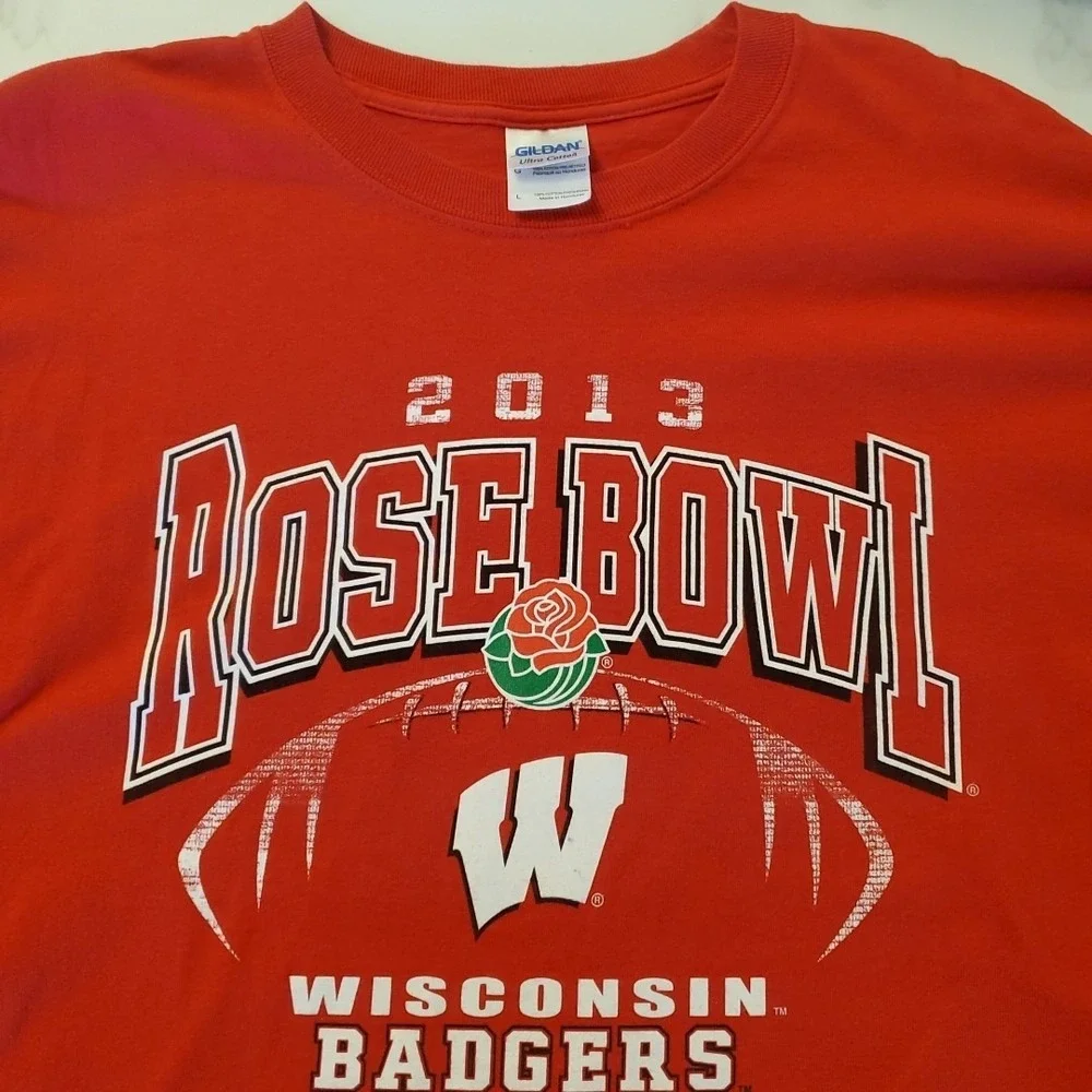Wisconsin Badgers Rose Bowl Football 2013 Shirt Large NCAA Red Long Sleeve Gilda